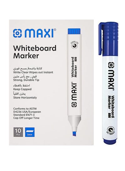 Buy 10-Piece Dy Erase White Board Markers Chisel Tip Blue Ink in UAE