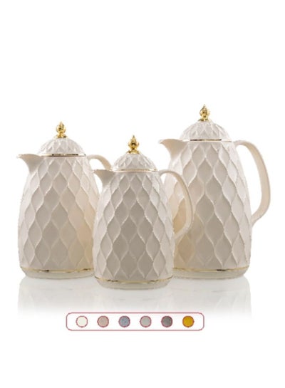 Buy Tea white pearl flask set consisting of three pieces (half a liter + a liter + a liter and a half) in Saudi Arabia