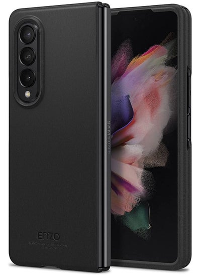 Buy Enzo Genuine Leather Handmade and for Samsung Galaxy Z Fold 3 5G Case Cover 2021 Black in UAE