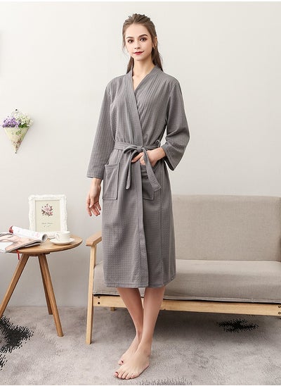 اشتري Women Waffle Robes Lightweight Knit Bathrobe Sleepwear Kimono Robe Wrap Loungewear with Pocket, Size: M/XL/XXXL في السعودية