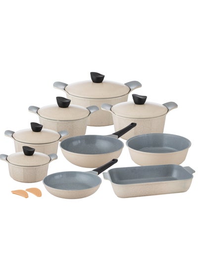 Buy 16-piece cookware set made of high-quality granite with Korean materials and specifications and Saudi industry in Saudi Arabia