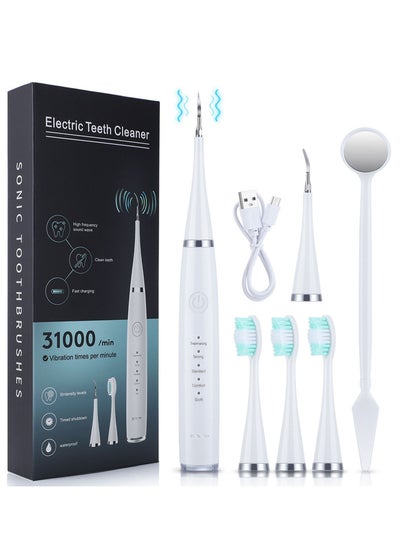 Buy Teeth Cleaning Kit,Electric Toothbrush&Tartar Remover,With 3 toothbrushe heads(WHITE) in UAE