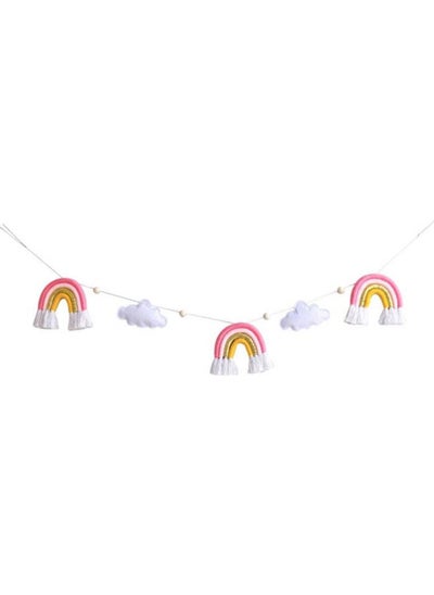 اشتري 2-Piece Children's Room Cloud Shape Bead String Ornaments Yellow/White/Pink 1.3meter في الامارات