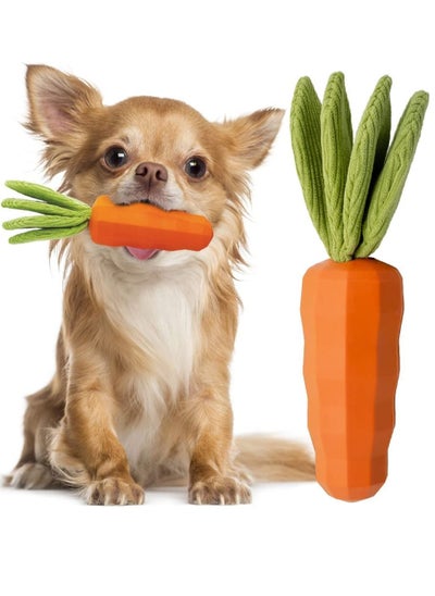 اشتري Dog Chew Toys, Dog Squeaky Chew Toys, Dog Teeth-Cleaning Toy Indestructible, Durable Natural Rubber Carrot Dog Toys Milk-Flavored Dog Teeth-Cleaning Toy for Puppy Medium Large Dogs في السعودية