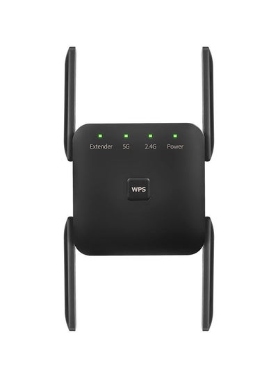 اشتري 1200Mbps Dual Frequency 2.4G/5G Wireless Repeater WiFi Signal Amplifier WiFi Range Extender for Home Office Black في السعودية