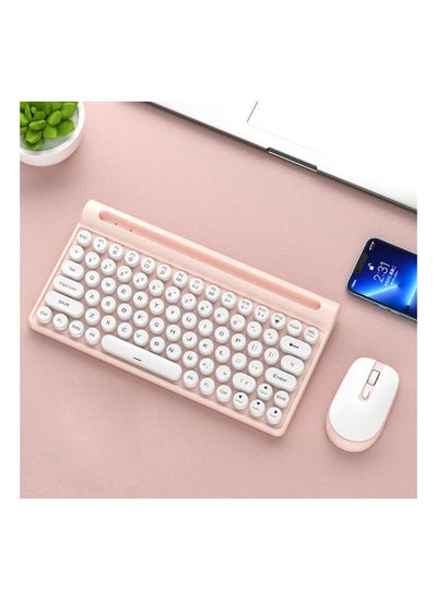 اشتري 2.4G اللاسلكية الماوس ولوحة المفاتيح مجموعة 78-Key Membrane Keyboard 1600dpi قابلة لإعادة الشحن كتم الصوت عبر الحدود دفعة (وردي) في الامارات