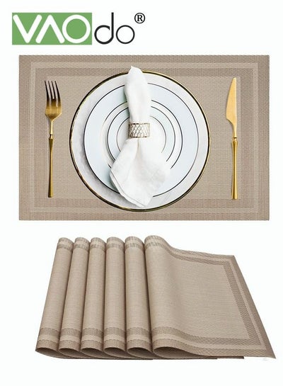 Buy 6PCS Placemat High-quality PVC Material Heat Insulation Anti-oil Not Easy to Mold Suitable for Home Use Hotel Restaurant Cafe Etc Beige in Saudi Arabia