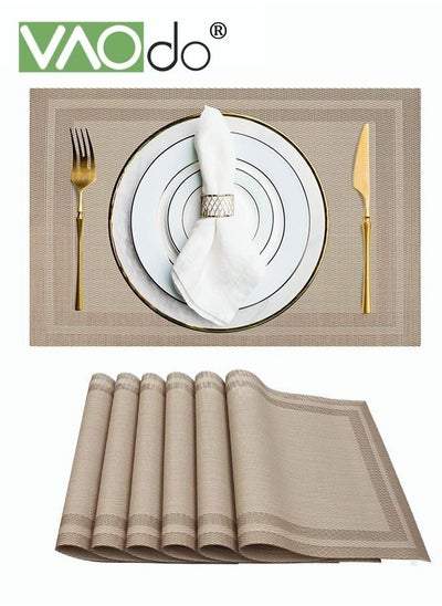 Buy 6PCS Placemat High-quality PVC Material Heat Insulation Anti-oil Not Easy to Mold Suitable for Home Use Hotel Restaurant Cafe Etc Beige in Saudi Arabia