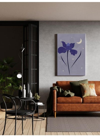 Buy Boho poster with flowera simple minimalist iris print flowers moon and stars art on canvas 90x60 in Egypt