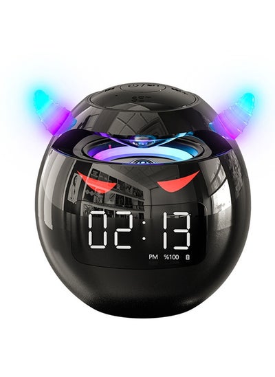 Buy Wireless Bluetooth Speaker, Led Flash Portable Outdoor Bedside Kids Room Alarm Clock Subwoofer Music Player with Microphone Hands-Free Call (Black) in UAE