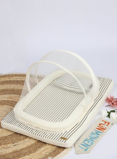 Buy Super soft and breathable sponge striped mosquito net mattress for newborns 80×54cm in Saudi Arabia