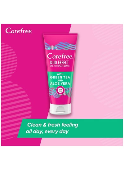 Buy Carefree Daily Intimate Wash, Duo Effect with Green Tea and Aloe Vera, 200 ml in Egypt