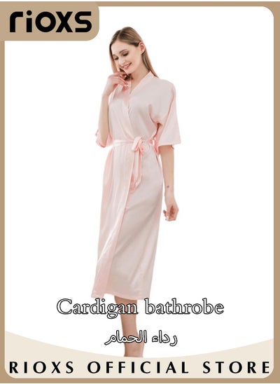 Buy Women's Silky Robe Lightweight Kimono Bathrobe Long Belted Robes Soft Loungewear Robes in UAE