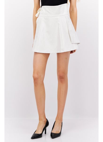 اشتري Women Plain Leather Mini Skirt, White في الامارات