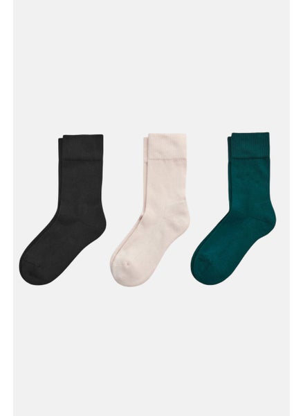 Buy Men 3 Pairs Textured Socks, Black/ Beige Combo in UAE