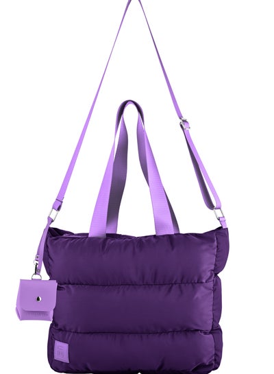 Buy Large capacity waterproof soft quilted shoulder bag and cross bag for women - Purple in Egypt