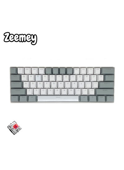 Buy 61 Keys RGB Gaming Keyboard 60% Mini Wired Waterproof With Anti-ghosting Keyboard and Two-color Keycaps With Red Switch for Gamers(White and light gray) in Saudi Arabia