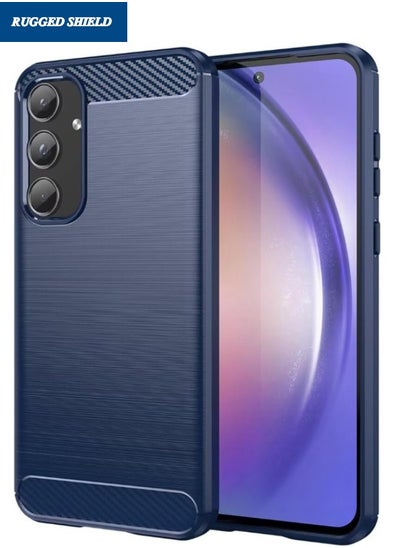 Buy Samsung Galaxy A55 Case, Galaxy A55 Cover with Brushed Carbon Fiber Texture, Flexible TPU Shockproof Military Protection Bumper Phone Case, Slim Case Cover for Samsung Galaxy A55 5G, Blue in Saudi Arabia