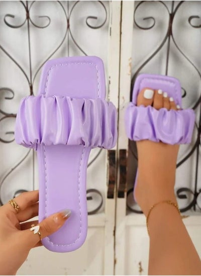 Buy SL-Elastic Leather Slipper Flat - Purple in Egypt