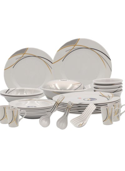 Buy Melrich 26 piece Melamine Dinnerware set Dinner Soup salad plates bowls spoons serving plates Durable and Long lasting for kitchen Dishwasher safe in UAE