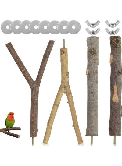 Buy 4 Pack Natural Wood Bird Perch Stand Y Shape Stand Wooden Branches Birdcage Stands Bird Perch Nature Wood Toys Small Medium Birds cage accessory for Parrotlets Budgies Cockatiels Parakeets Lovebirds. in Saudi Arabia