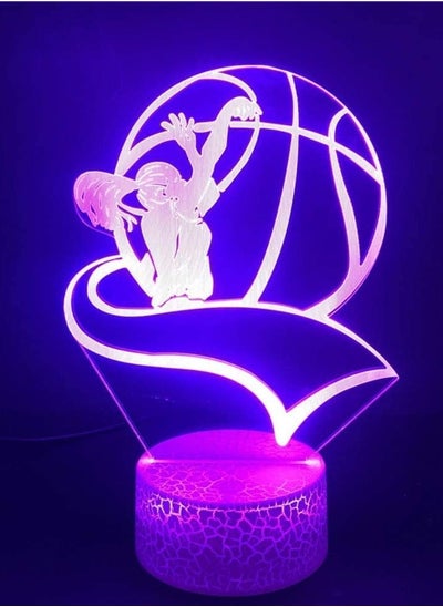 Buy 3D Volleyball Night Light Lamp Illusion LED 7 Color Changing Touch Switch Table Desk Decoration Lamps Acrylic Flat ABS Base USB Cable Toy in UAE