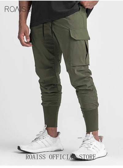 Buy Mens Workout Sweatpants Cargo Jogger Pants Athletic Track Pants with Zipper Pockets in Saudi Arabia