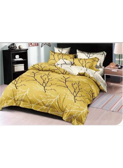 Buy King Size 6 Pcs Luxurious & Comfortable Bed Sheet Set Soft Touch Durable Lightweight Cotton Fabric Bedding Set Includes Duvet Cover 220x240cm & Fitted Bed Sheet 200x200+30cm With Pillowcases 50x76cm in UAE