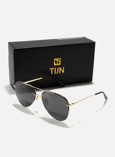 Buy TIJN Aviator Polarized Sunglasses Fashion Vintage for Man and Women Black Gold in Saudi Arabia