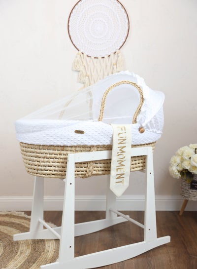 Buy Portable Baby Moses Basket Cot With Durable Rocking Stand (white) in Saudi Arabia
