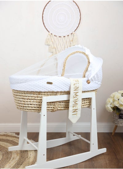 Buy Portable Baby Moses Basket Cot With Durable Rocking Stand (white) in Saudi Arabia