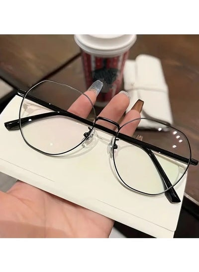 Buy Clear Lens Fashion Glasses For Women Men Metal Round Frame Anti Blue Light Glasses in UAE