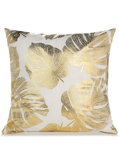 Buy Decorative Pillow And Cover Set Gold/White 45x45cm in UAE