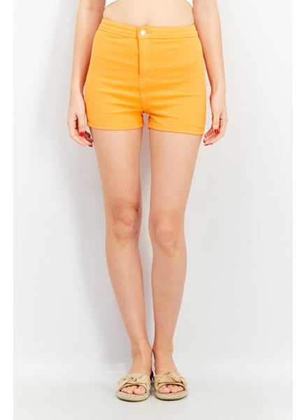 اشتري Women Plain High Waist Short, Orange في السعودية