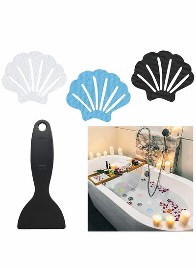 اشتري Excefore Non-Slip Bath Stickers, Shell Style Self Adhesive Tub Shower Stickers Gravel Texture, Safety Bathroom Tubs Stickers  with Scraper for Bathroom, Pools, Boats, Stairs (18 Pack) في الامارات