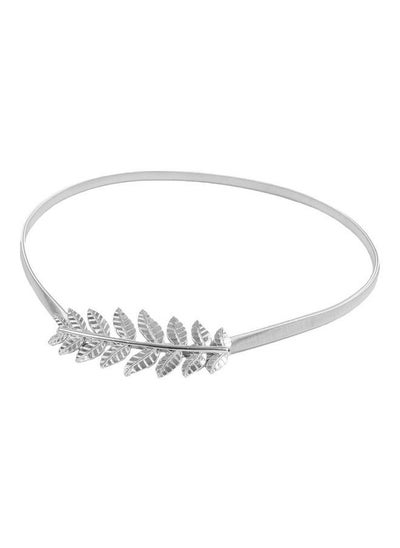 Buy Skinny Elastic Belt Leaf Design Clasp Silver in Saudi Arabia