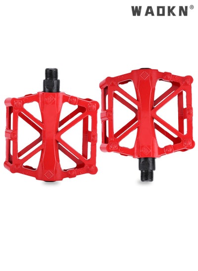 Buy A Pair of Mountain Road Bicycle Aluminum Alloy Double Ball Pedals/Bicycle Ball Pedals/X-shaped Pedals with 16 Anti Slip Pins - Universal Lightweight Aluminum Alloy Platform Pedals in Red in UAE