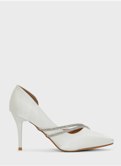 Buy Diamante Double Strap Satin Pointed Pump in Saudi Arabia