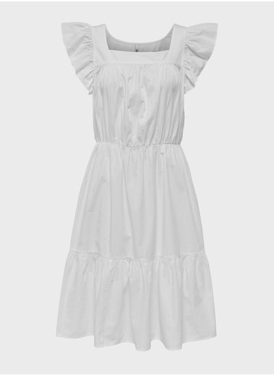 Buy Square Neck Pleated Dress in Saudi Arabia