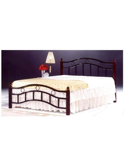 Buy Wooden Steel Double Size Bed  Cherry Brown Legs -120 x 190 cm SH-double in UAE