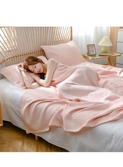 Buy Waffle Cotton Air Conditioning Blanket Office Lunch Blanket Soft and Skin-Friendly in Saudi Arabia