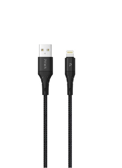 Buy Pawa Braided USB-A to Lightning Cable 2.4A 1.2M - Black in UAE