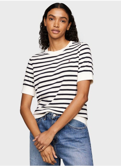 Buy Crew Neck Striped Sweater in Saudi Arabia