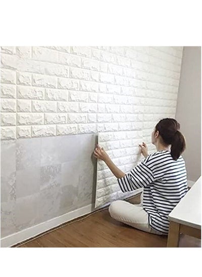 اشتري 10PCS 3D Wall Sticker Self Adhesive Wall Panels Waterproof PE Foam White Wallpaper For Living Room TV Wall and Home Decor في الامارات