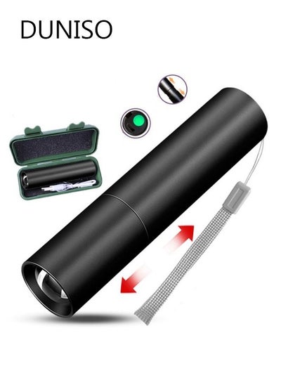 Buy Rechargeable LED Flashlight Powerful Torch for Camping Hiking Trekking Outdoor Black in UAE