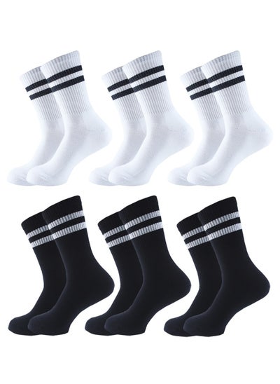 Buy Sam socks set of 6 half towel sport sock Men 3 white-3 Black in Egypt