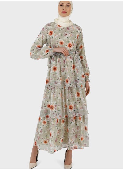 Buy Floral Print Ruffle Dress in UAE