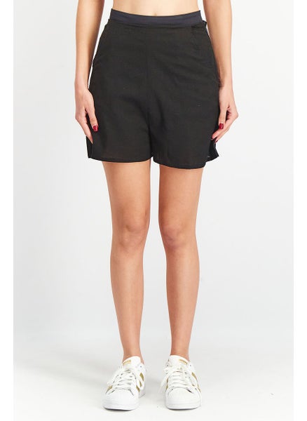 Buy Women Pull On High Waist Plain Short, Black in Saudi Arabia