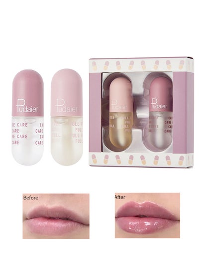 Buy 2Pcs Lip Plumper Set Long Lasting Moisturizing  Non Sticky Repairing Enhancing Lip Balm for Daily Lip Care and Smoothing Lip Lines in Saudi Arabia