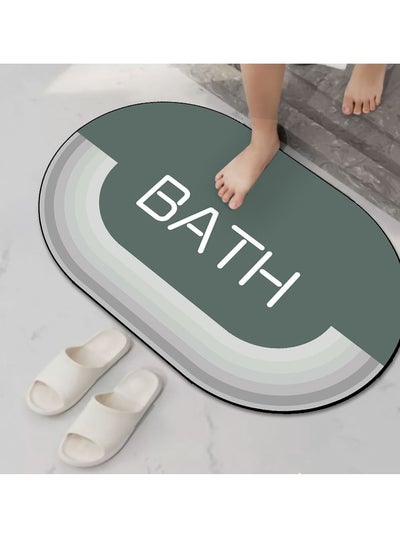 Buy Diatom Mud Anti Slip Bathroom Mat With Printed Design Stylish & Super Absorbent With Soft Material (50cmX80cm) in UAE